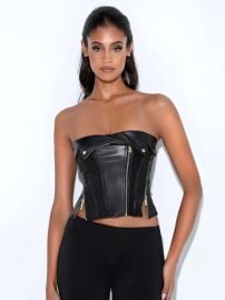 Merlina Black Vegan Leather Bustier Top Miss Circle at Miss Circle